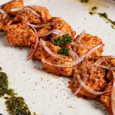 Pomegranate glazed chicken kabab
